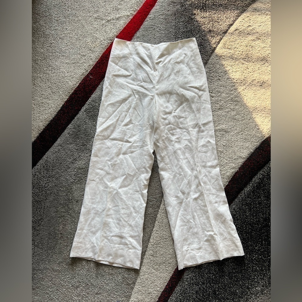 Lauren Ralph Lauren White Linen Wide Leg Pants